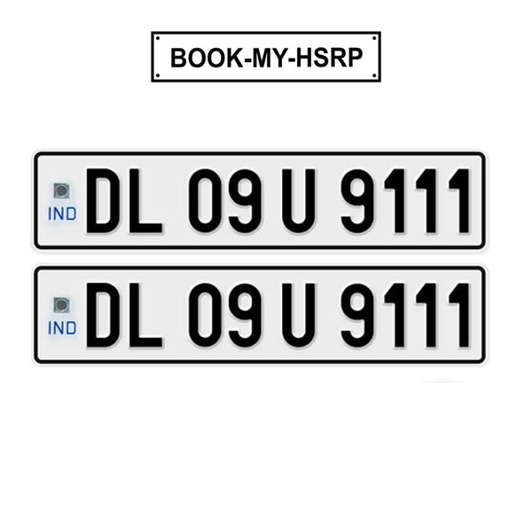 Delhi HSRP (High-Security Registration Plate) featuring a vehicle registration plate with advanced security features and unique identification codes, available for online booking via IndNumberPlate.com for new and replacement plates.