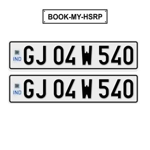 Gujarat HSRP (High-Security Registration Plate) displaying a vehicle registration plate with advanced security features and unique codes, available for online booking via IndNumberPlate.com for new and replacement plates.