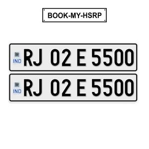 High Security Registration Plate (HSRP) for vehicles in Rajasthan, displaying the official design and security features for registration compliance.